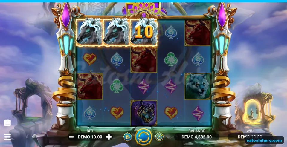 Three horses aligned with 10.00 win shown
