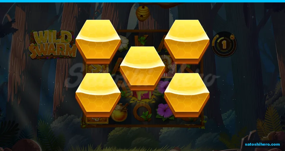 Five honeycomb prizes wait above reels