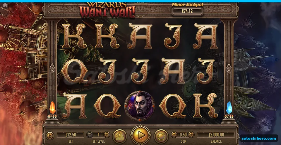 Board settled with wizard symbols and bet shown