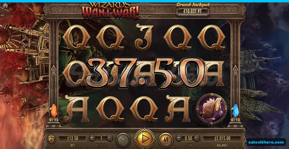 Win counted over reels with Q and A symbols