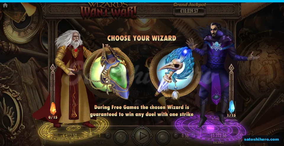 Wizard choice screen with potion and staff options