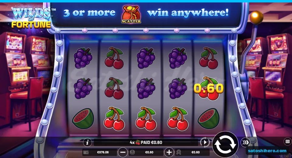 $0.60 line win shown over four cherries