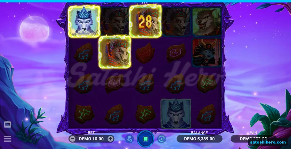 x7 multiplier with glowing positions and 203.00 win