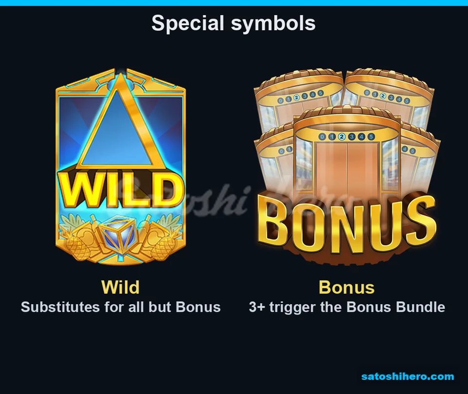 Wild and elevator bonus symbols shown side by side