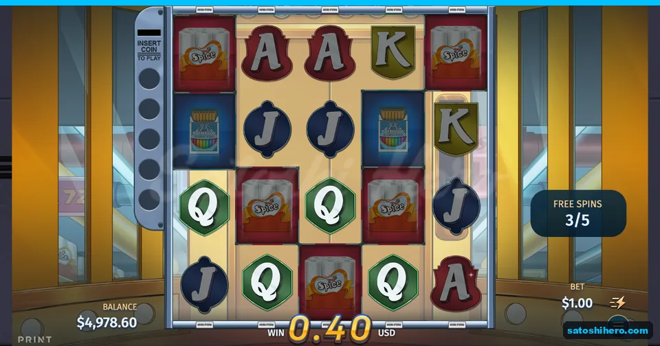 Free-spin reel grid with $0.40 running win