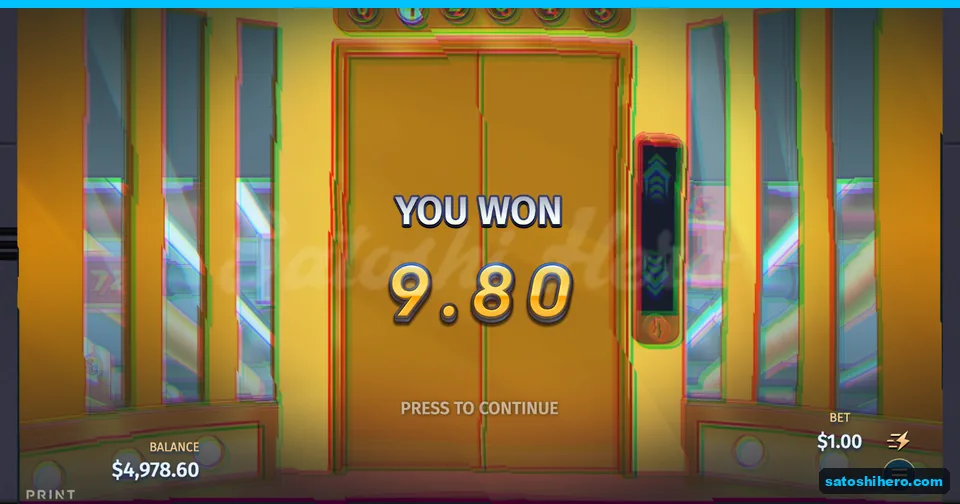 Result card showing $9.80 total win