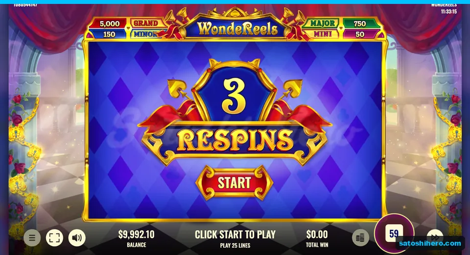 Respin trigger stage showing three respins after six bonus symbols