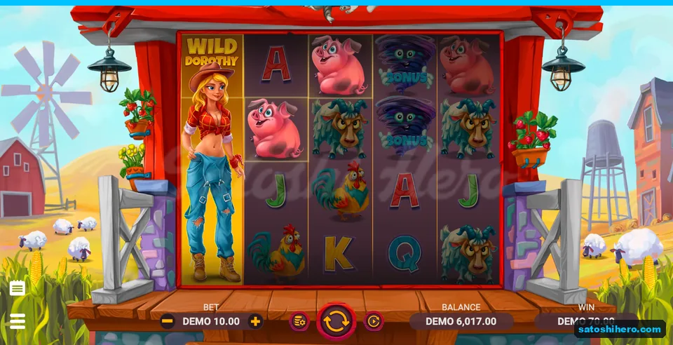 70.00 win shown with full-height Dorothy on reel one