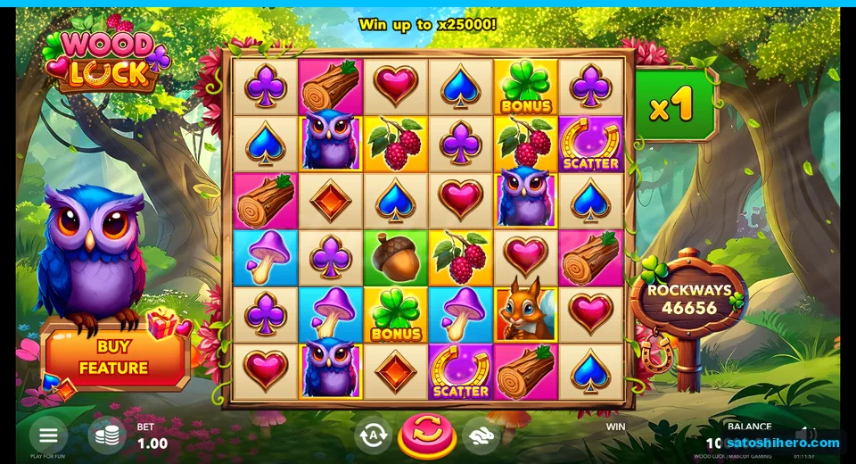 Forest grid resting with colorful symbols and wooden planks