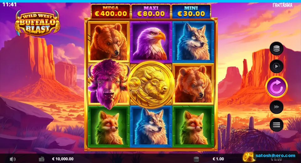 Idle three by three grid with jackpot banners