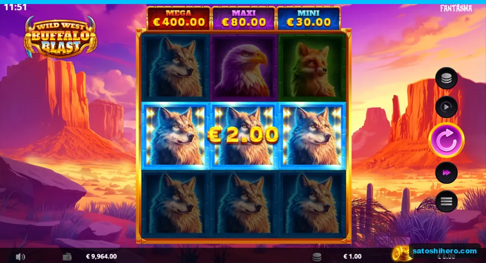 Three wolves highlight a $6.00 spin win