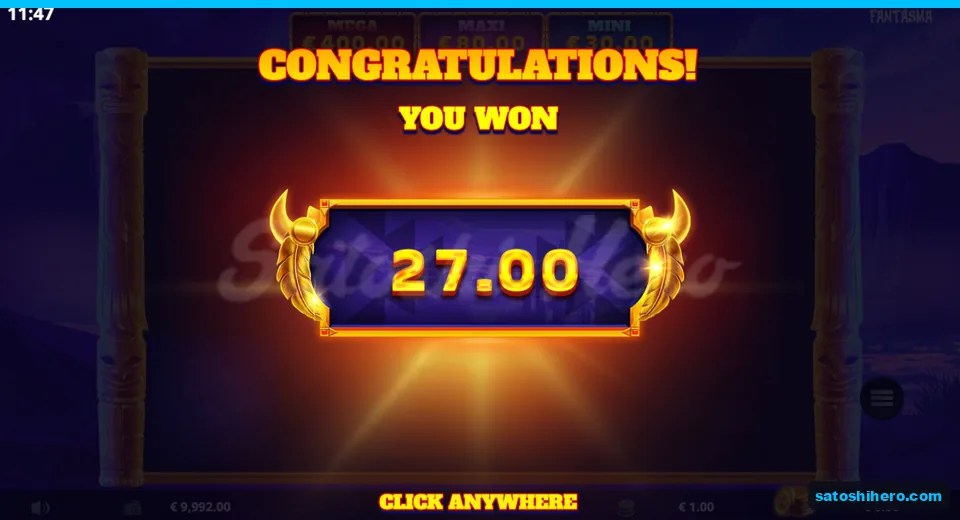 You Won $27.00 end card displayed