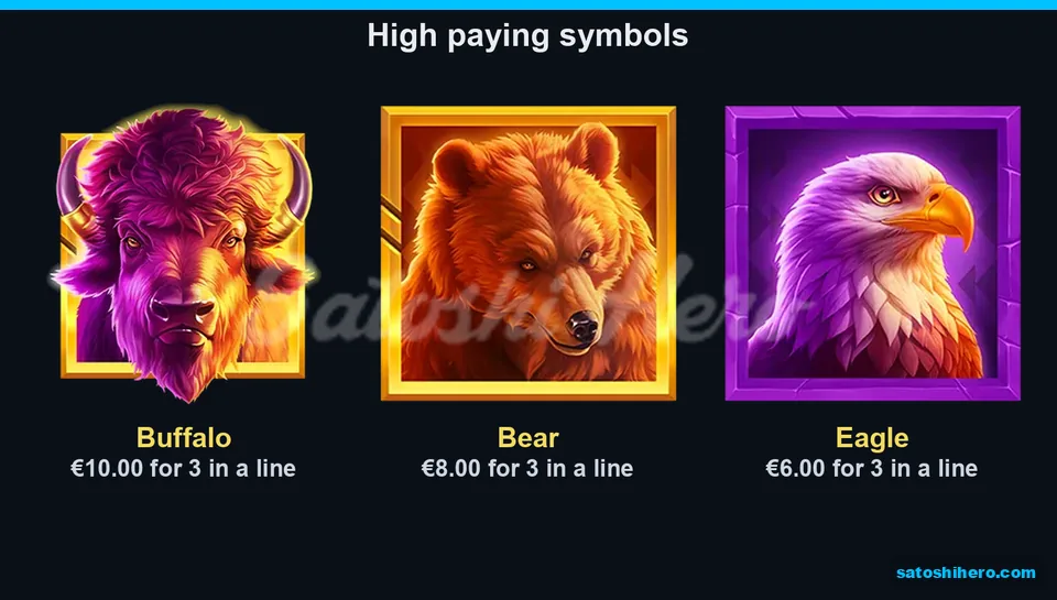 Buffalo, bear, and eagle pay values shown
