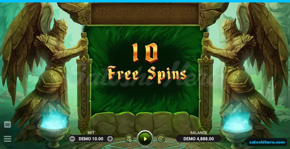 10 Free Spins card over green reel board