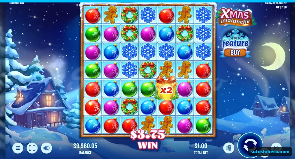 Base cascade settled with $3.75 win and x2 Wild