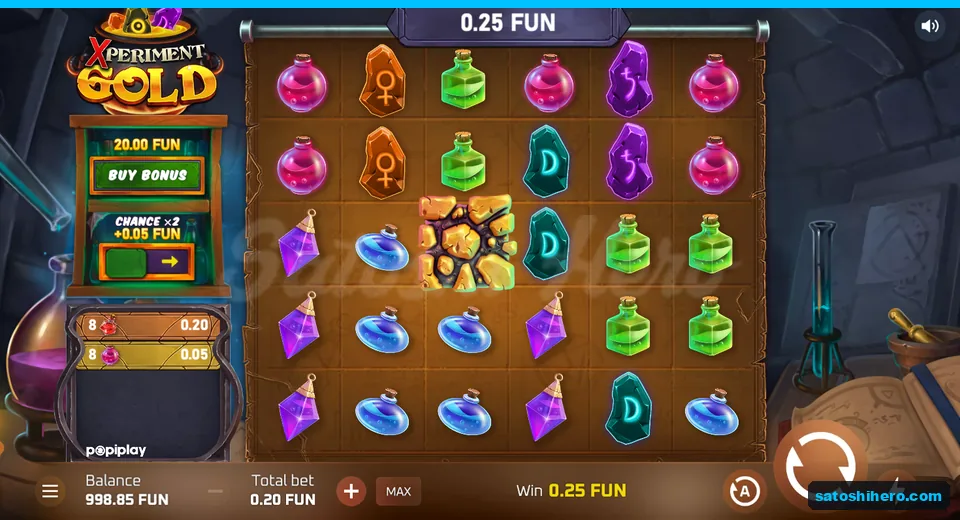 Base win settled at 0.25 FUN after symbol refills